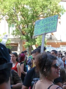 Massive demonstration. 19-J protests, Madrid. 15M Stock Photos
