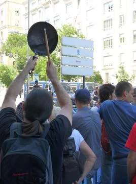 Massive demonstration. 19-J protests, Madrid. 15M Stock Photos