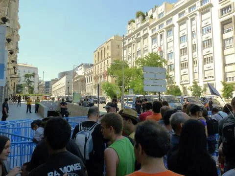 Massive demonstration. 19-J protests, Madrid. 15M Stock Photos