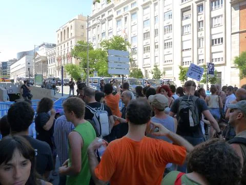 Massive demonstration. 19-J protests, Madrid. 15M Stock Photos
