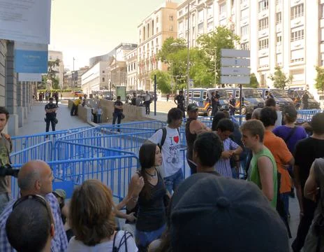 Massive demonstration. 19-J protests, Madrid. 15M Stock Photos