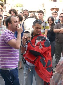 Massive demonstration. 19-J protests, Madrid. 15M Stock Photos