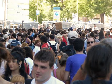 Massive demonstration. 19-J protests, Madrid. 15M Stock Photos