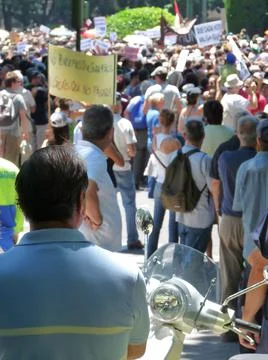 Massive demonstration. 19-J protests, Madrid. 15M Stock Photos