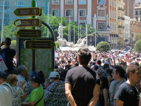 Massive demonstration. 19-J protests, Madrid. 15M Stock Photos
