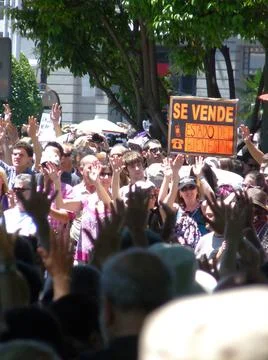 Massive demonstration. 19-J protests, Madrid. 15M Stock Photos