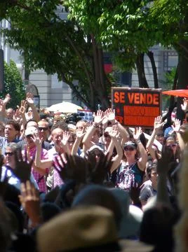 Massive demonstration. 19-J protests, Madrid. 15M Stock Photos