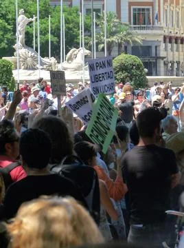 Massive demonstration. 19-J protests, Madrid. 15M Stock Photos