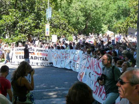 Massive demonstration. 19-J protests, Madrid. 15M Foto stock