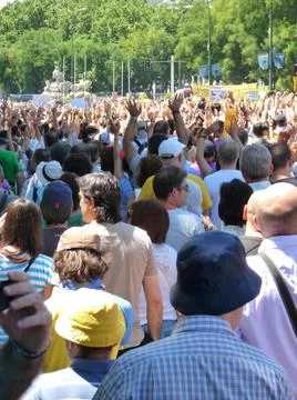 Massive demonstration. 19-J protests, Madrid. 15M Stock Photos