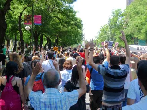 Massive demonstration. 19-J protests, Madrid. 15M Stock Photos