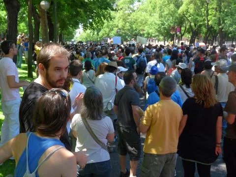Massive demonstration. 19-J protests, Madrid. 15M Stock Photos