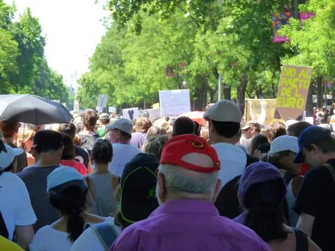 Massive demonstration. 19-J protests, Madrid. 15M Stock Photos