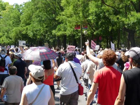 Massive demonstration. 19-J protests, Madrid. 15M Stock Photos