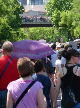 Massive demonstration. 19-J protests, Madrid. 15M Stock Photos
