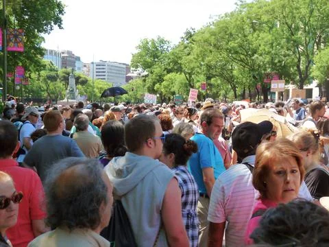 Massive demonstration. 19-J protests, Madrid. 15M Stock Photos