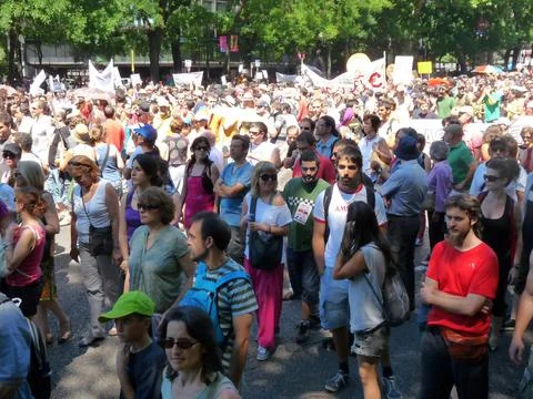 Massive demonstration. 19-J protests, Madrid. 15M Foto stock