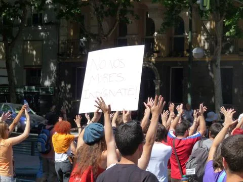 Massive demonstration. 19-J protests, Madrid. 15M Stock Photos