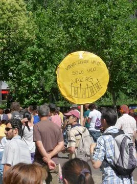 Massive demonstration. 19-J protests, Madrid. 15M Stock Photos