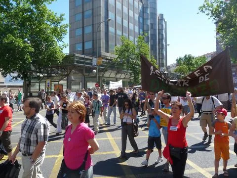 Massive demonstration. 19-J protests, Madrid. 15M Foto stock