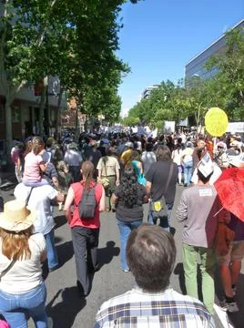 Massive demonstration. 19-J protests, Madrid. 15M Stock Photos