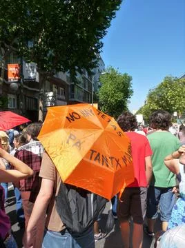 Massive demonstration. 19-J protests, Madrid. 15M Stock Photos
