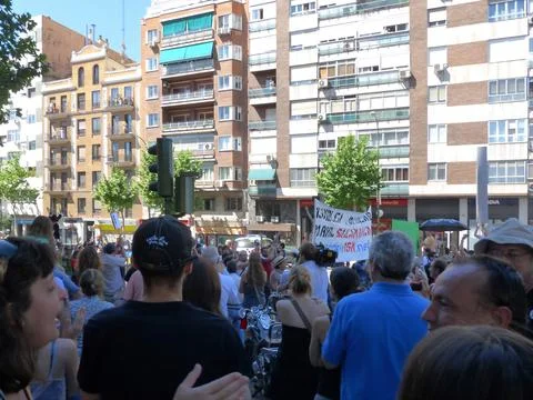 Massive demonstration. 19-J protests, Madrid. 15M Stock Photos