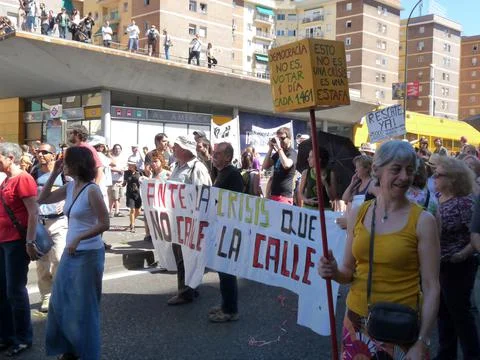 Massive demonstration. 19-J protests, Madrid. 15M Stock Photos
