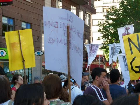 Massive demonstration. 19-J protests, Madrid. 15M Stock Photos