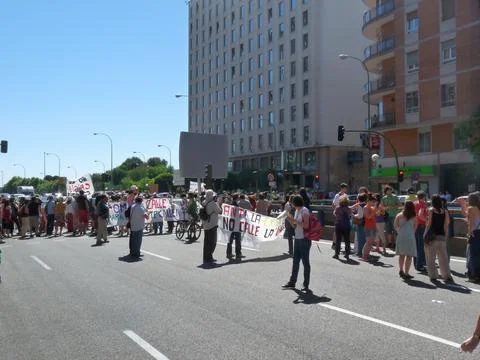 Massive demonstration. 19-J protests, Madrid. 15M Stock Photos