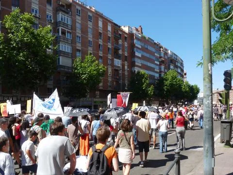Massive demonstration. 19-J protests, Madrid. 15M Stock Photos