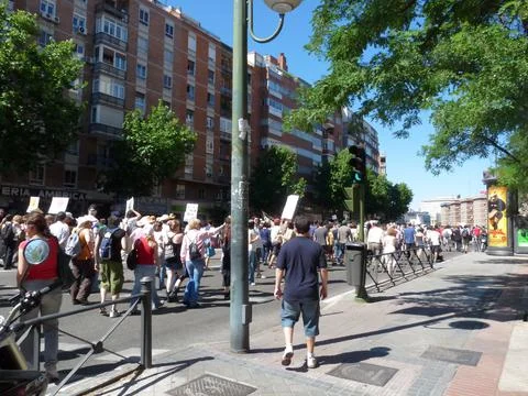 Massive demonstration. 19-J protests, Madrid. 15M Stock Photos