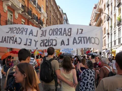 Massive demonstration. 19-J protests, Madrid. 15M Stock Photos