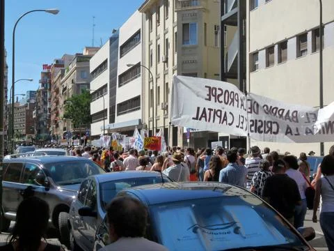 Massive demonstration. 19-J protests, Madrid. 15M Stock Photos
