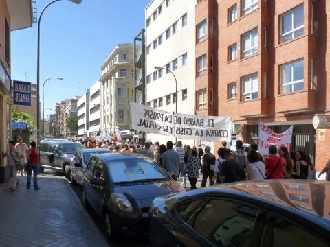 Massive demonstration. 19-J protests, Madrid. 15M Stock Photos