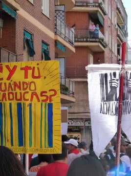 Massive demonstration. 19-J protests, Madrid. 15M Stock Photos