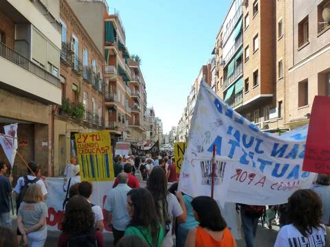 Massive demonstration. 19-J protests, Madrid. 15M Stock Photos