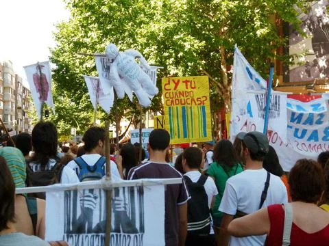 Massive demonstration. 19-J protests, Madrid. 15M Stock Photos