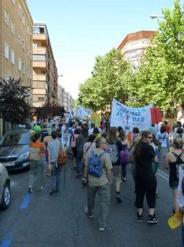 Massive demonstration. 19-J protests, Madrid. 15M Stock Photos