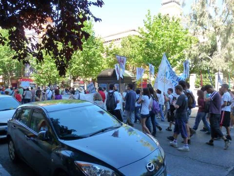 Massive demonstration. 19-J protests, Madrid. 15M Stock Photos