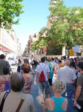 Massive demonstration. 19-J protests, Madrid. 15M Stock Photos