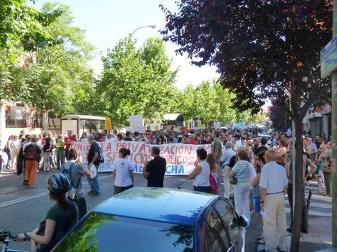 Massive demonstration. 19-J protests, Madrid. 15M Stock Photos