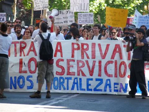 Massive demonstration. 19-J protests, Madrid. 15M Stock Photos