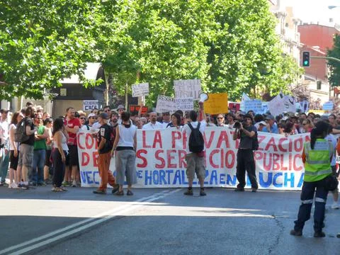 Massive demonstration. 19-J protests, Madrid. 15M Stock Photos