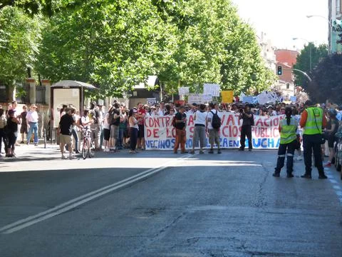 Massive demonstration. 19-J protests, Madrid. 15M Stock Photos