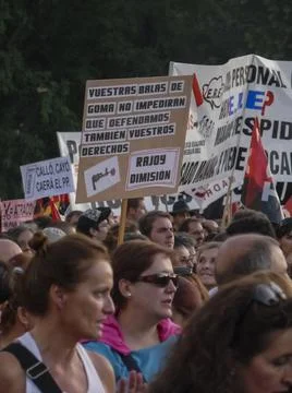 Massive demonstration. 19-J protests, Madrid. 15M Stock Photos
