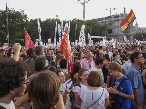 Massive demonstration. 19-J protests, Madrid. 15M Stock Photos