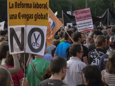 Massive demonstration. 19-J protests, Madrid. 15M Stock Photos