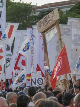 Massive demonstration. 19-J protests, Madrid. 15M Stock Photos