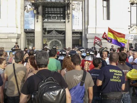 Massive demonstration. 19-J protests, Madrid. 15M Stock Photos